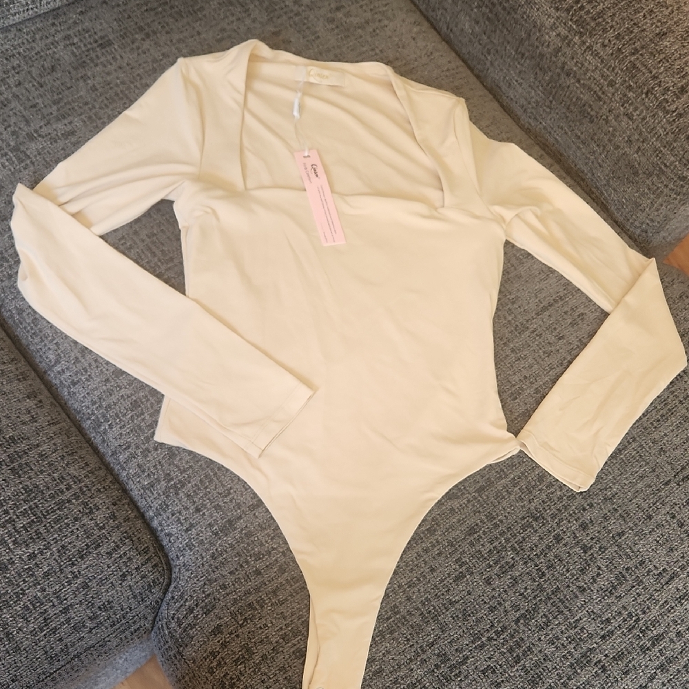 Cream Long Sleeve Bodysuit